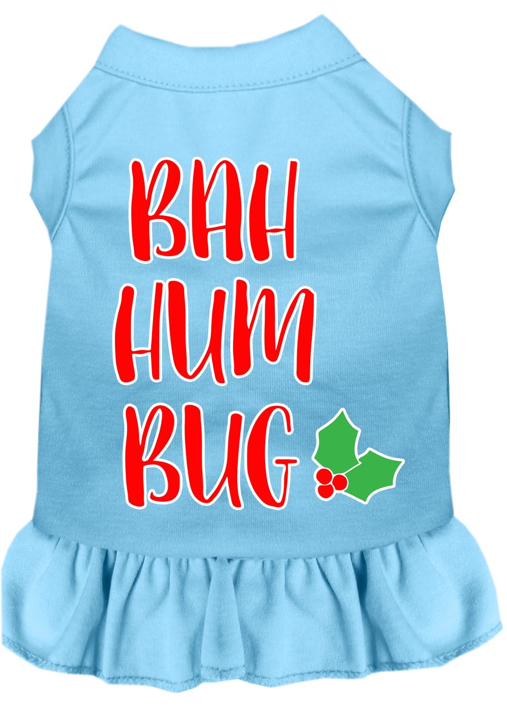 Bah Humbug Screen Print Dog Dress Baby Blue 4X